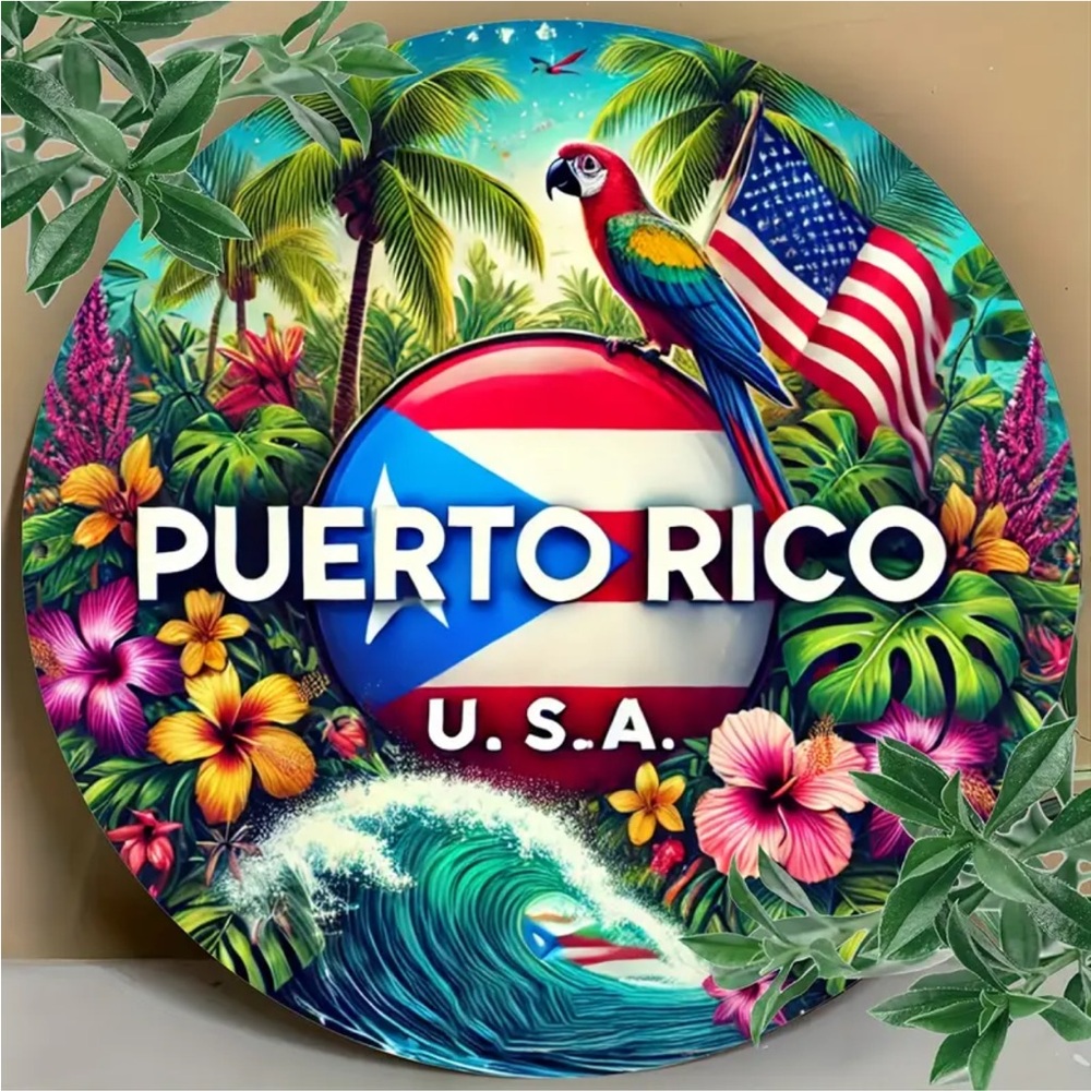 Puerto Rico USA Aluminum Foil Engraving Sign Wall Decor